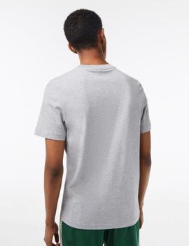 Camiseta gris con logo grande estampado Lacoste