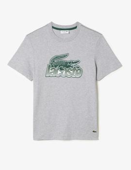 Camiseta gris con logo grande estampado Lacoste