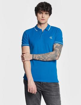 Polo Slim azul de algodón piqué Calvin Klein