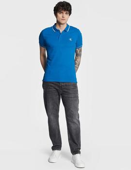 Polo Slim azul de algodón piqué Calvin Klein