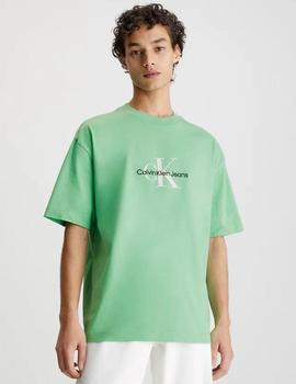 Camiseta oversized verde con Monologo Calvin Klein