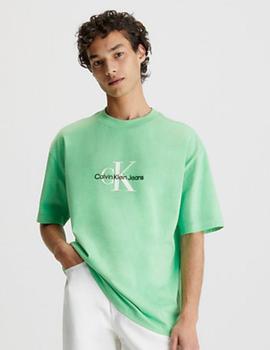 Camiseta oversized verde con Monologo Calvin Klein