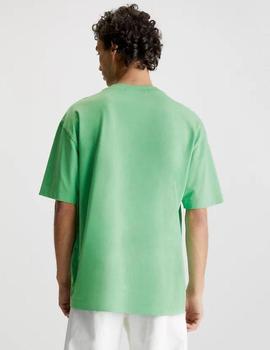 Camiseta oversized verde con Monologo Calvin Klein