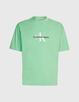 Camiseta oversized verde con Monologo Calvin Klein