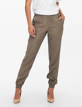 Pantalón marrón con cintura elástica y cordón de Only