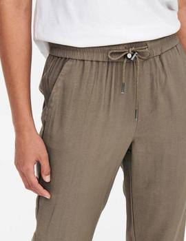 ONLKELDA-EMERY MW PULL-UP PANTS MARRON