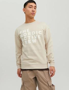 Sudadera relaxed fit beige nordic active cuello redondo