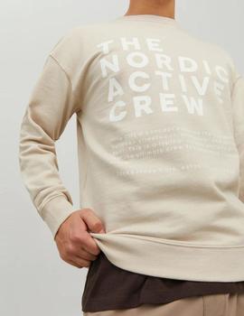 Sudadera relaxed fit beige nordic active cuello redondo