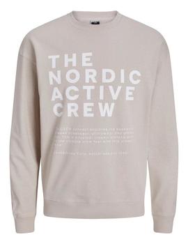 Sudadera relaxed fit beige nordic active cuello redondo