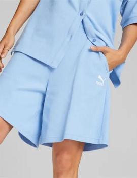 Short azul de tiro alto para mujer Classics de Puma