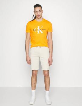 Bermuda de felpa beige con tape naranja de Calvin Klein