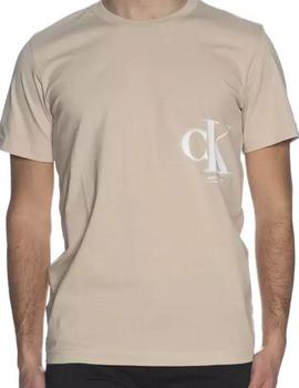 Camiseta beige con Spray logo de Calvin Klein