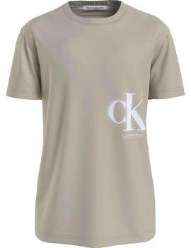 Camiseta beige con Spray logo de Calvin Klein