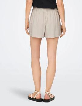 Pantalón corto ancho color beige con cintura elástica Only