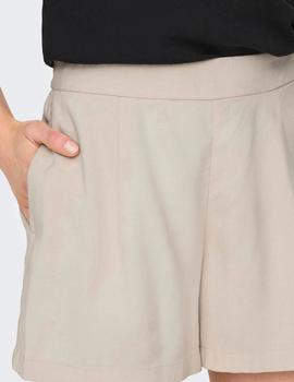 Pantalón corto ancho color beige con cintura elástica Only