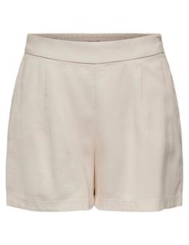 Pantalón corto ancho color beige con cintura elástica Only