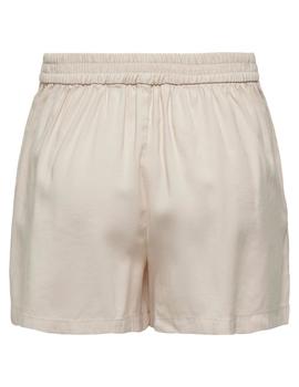 Pantalón corto ancho color beige con cintura elástica Only