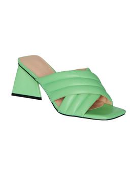 Mules verdes de tacón acolchados Julise