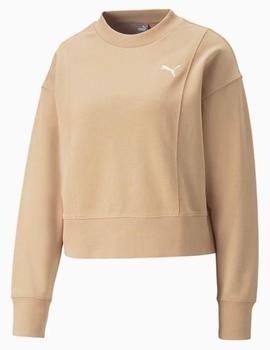 Sudadera beige  cuello redondo Puma HER Crew