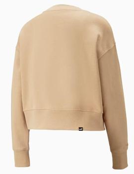 Sudadera beige  cuello redondo Puma HER Crew