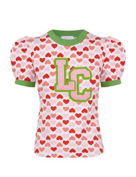Camiseta corazones rojo rosa Le Cruel