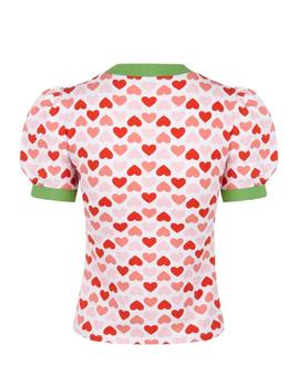 Camiseta corazones rojo rosa Le Cruel
