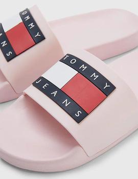 Chanclas rosas con logo en relieve essential de Tommy Jeans