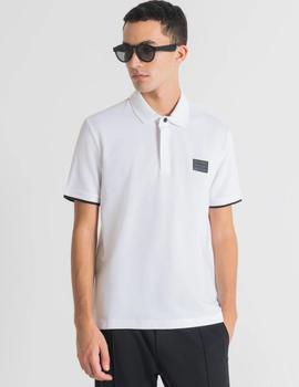 Polo blanco piqué con logo engomado Antony Morato