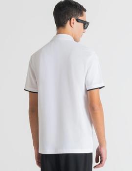 Polo blanco piqué con logo engomado Antony Morato