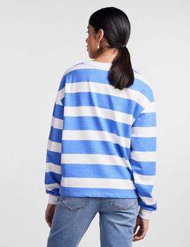 Sudadera oversize blanca con rayas azules