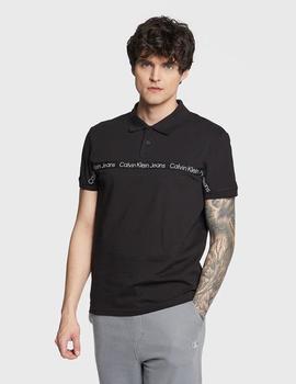 Polo negro con logo en banda en pecho Calvin Klein