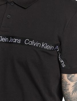 Polo negro con logo en banda en pecho Calvin Klein