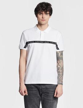 Polo blanco con logo en banda en pecho Calvin Klein