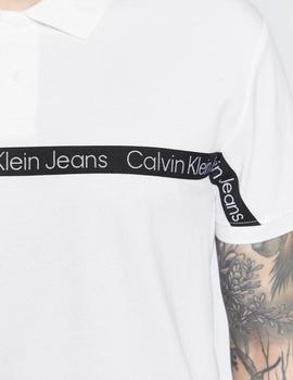 Polo blanco con logo en banda en pecho Calvin Klein