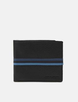 Cartera negra de piel con monedero de Jack Jones