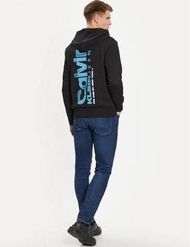 Sudadera negra de con capucha y logo en espalda Calvin Klein