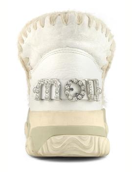 Botin Mou Eskimo trainer logo con pedreria color BLANCO