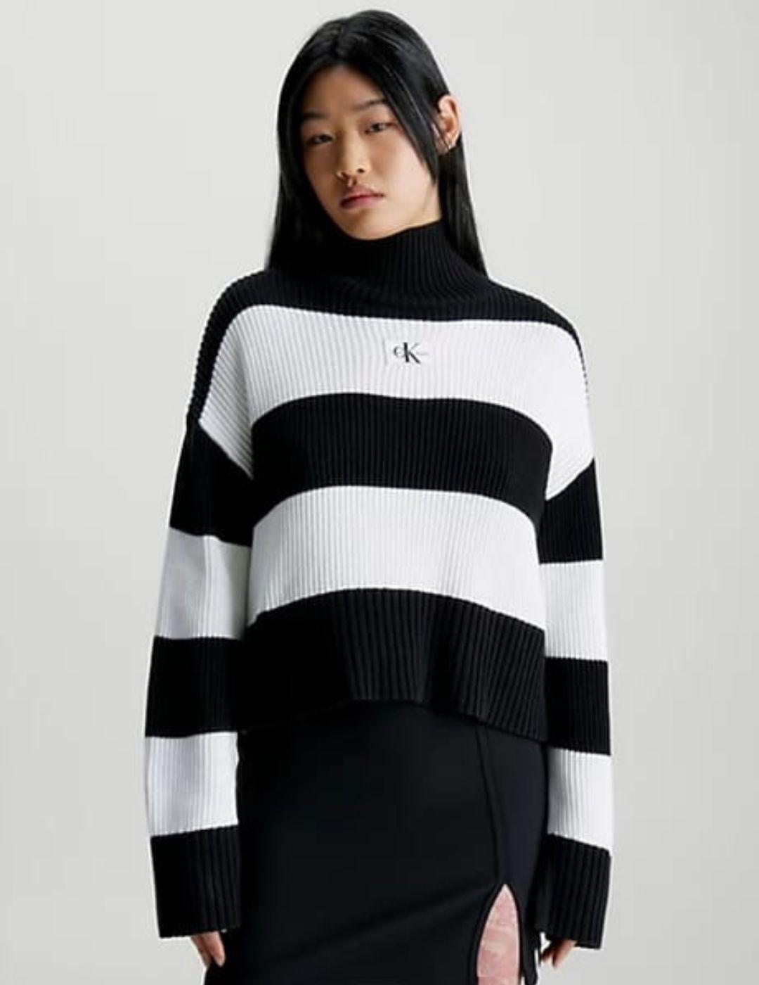 Jersey a rayas de cuello vuelto holgado Calvin Klein