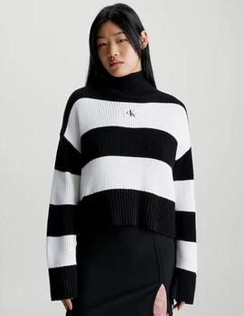 Jersey a rayas de cuello vuelto holgado Calvin Klein