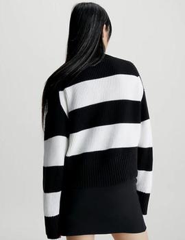Jersey a rayas de cuello vuelto holgado Calvin Klein
