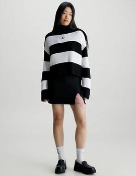 Jersey a rayas de cuello vuelto holgado Calvin Klein