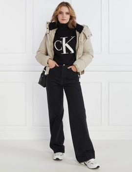 Jersey negro cuello cisne con monograma Calvin Klein