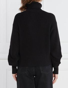 Jersey negro cuello cisne con monograma Calvin Klein