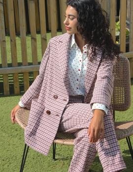Pantalon jogger rosa en pata de gallo de CHOKOLAT