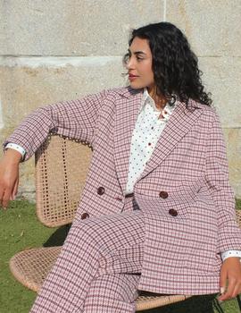 Pantalon jogger rosa en pata de gallo de CHOKOLAT