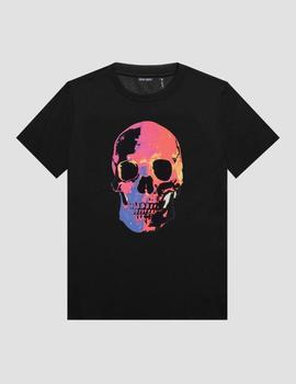 Camiseta negra Slim fit algodón suave y estampado calavera