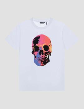 Camiseta blanca Slim fit algodón suave y estampado calavera