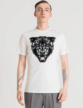 Camiseta blanca regular fit estampado pantera A.MORATO