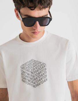 Camiseta blanca regular fit estampado cubo de A.MORATO