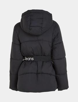 Chaqueta negra de plumas en Nylon con cinturón CALVIN KLEIN